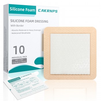  Silicone Foam Dressing with Adhesive Border, 6“ x 6” Waterproof Wound Dressing Bandage,Silicone Foam Pad, Large Waterproof Bandages, Self Adhesive Wound Care and Dressings,10 Packs, FSA HSA Eligible