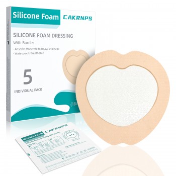 Silicone Foam Dressing with Adhesive Border, 7“ x 7” Waterproof Wound Dressing Bandage,Silicone Foam Pad, Large Waterproof Bandages, Self Adhesive Wound Care and Dressings,5 Packs, FSA HSA Eligible