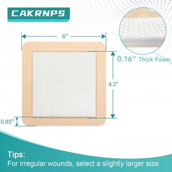  Silicone Foam Dressing with Adhesive Border, 6“ x 6” Waterproof Wound Dressing Bandage,Silicone Foam Pad, Large Waterproof Bandages, Self Adhesive Wound Care and Dressings,10 Packs, FSA HSA Eligible