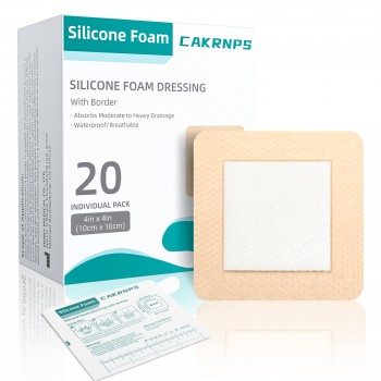 Silicone Foam Dressing with Adhesive Border, 4“ x 4” Waterproof Wound Dressing Bandage,Silicone Foam Pad, Large Waterproof Bandages, Self Adhesive Wound Care and Dressings,20 Packs, FSA HSA Eligible